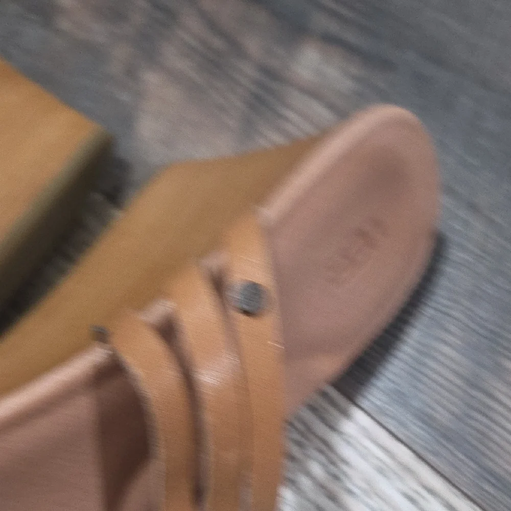 UGG Tan Leather Wedge Sandals